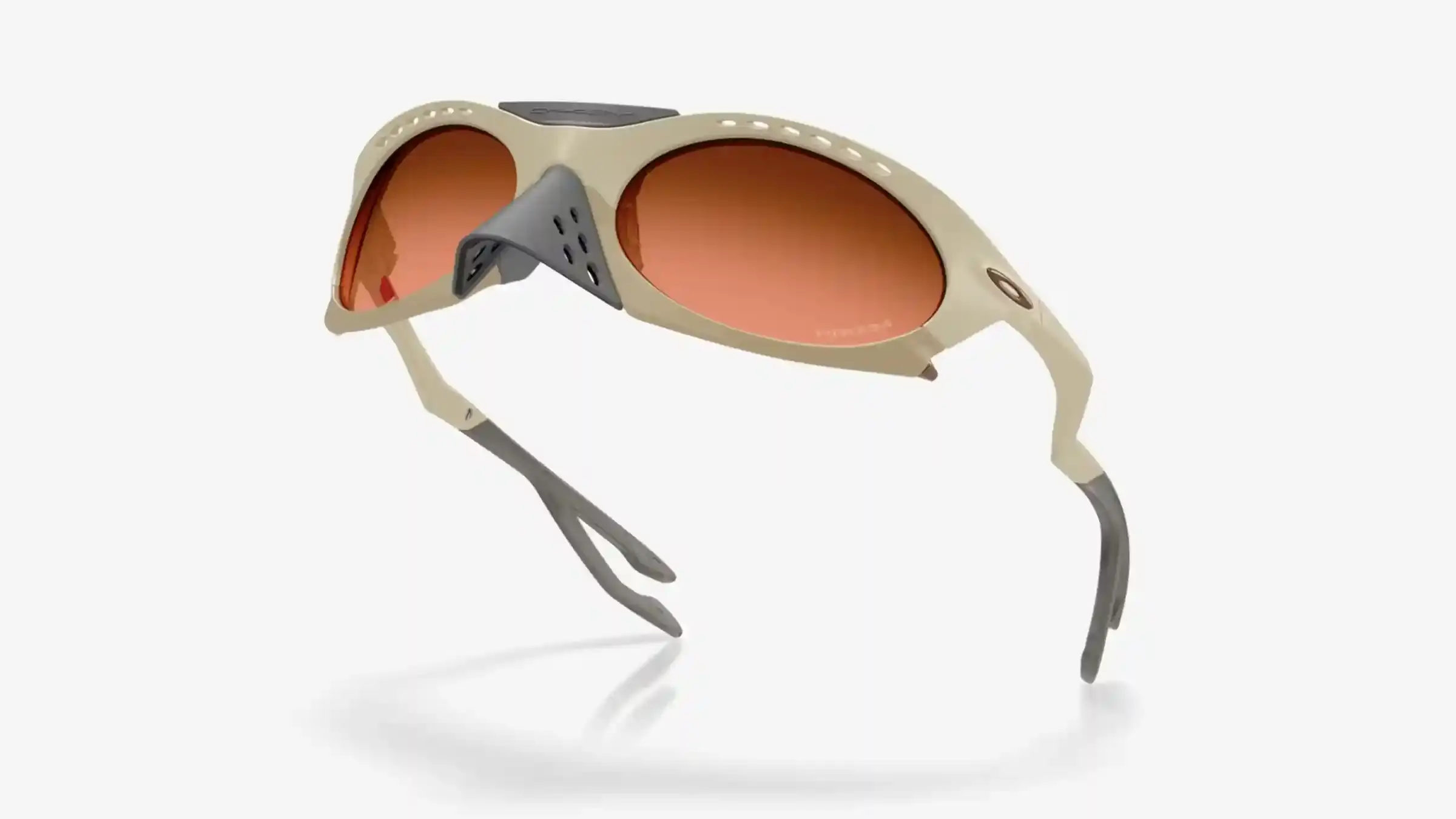 Oakley Close-up view of Oakley Plantaris sunglasses, showcasing organic shapes and removable nosepiece